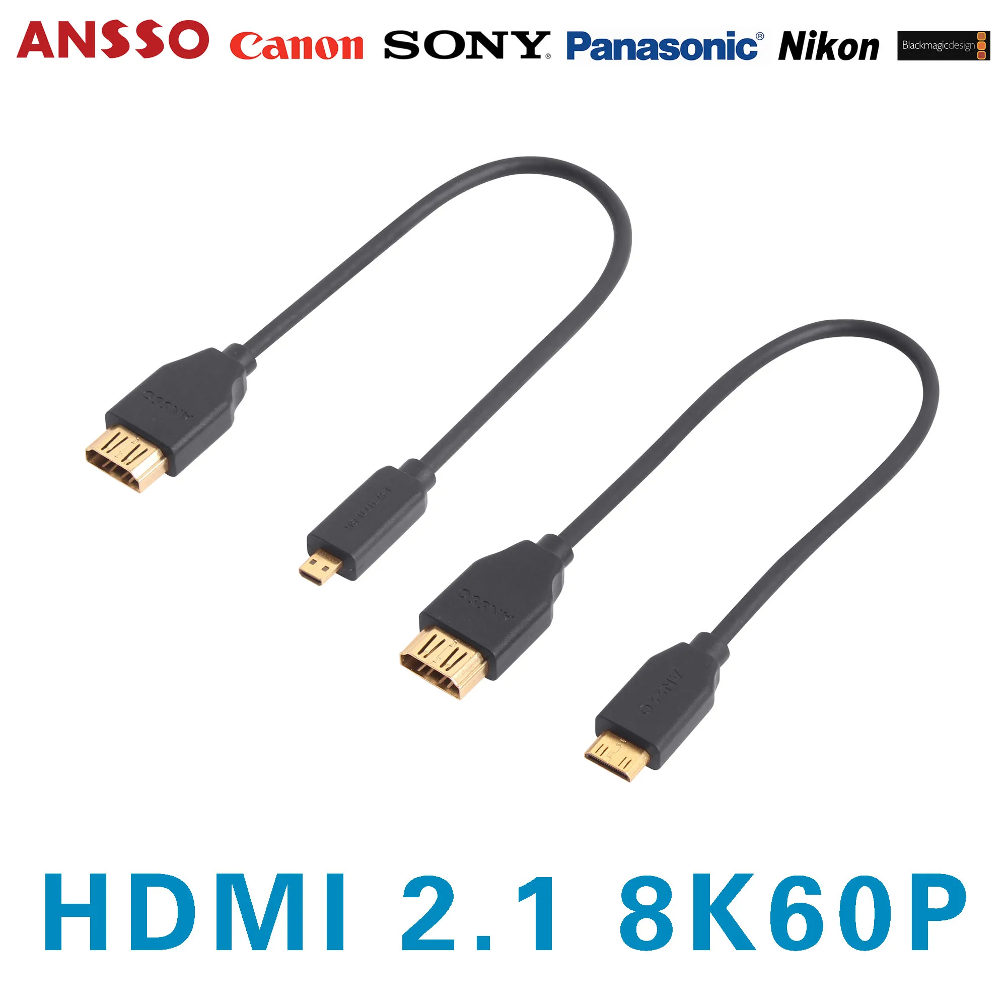 

Ansso Mini Micro HDMI 2.1 Male To To HDMI Female Cord 8K60Hz 4K120P Broadcast Grade 8K HD Camera HDMI HD Cable 8K 60P 48G