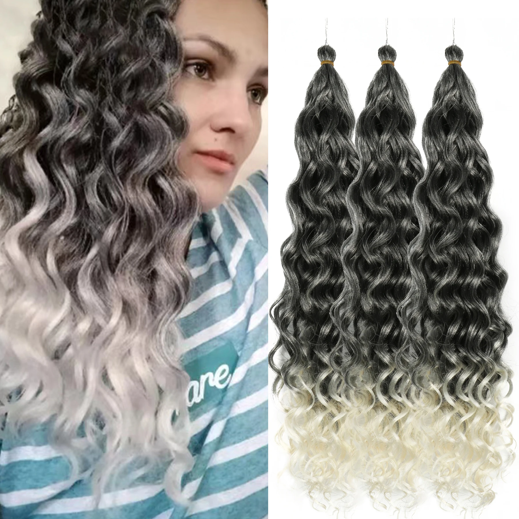 

Synthetic Coolmate New Hawaiian Curly Wig Ponytail Wig Gradient Long Curly Hair Black Braided Hair Wig Brown Powder Gradient