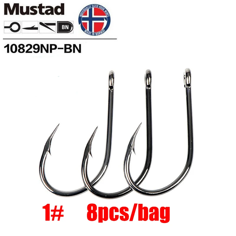 2PCs Mustad Norway Origin Fishing Hook Sea Fishing Jig Hook Jig Baits Crooked Mouth Hook,10829NP-BN