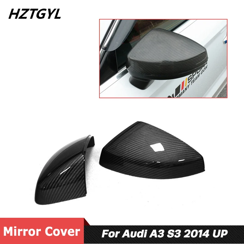 

1 Pair Replacemet Style Carbon Fiber Material Rear View Mirror Cover For Audi A3 S3 2014 Up