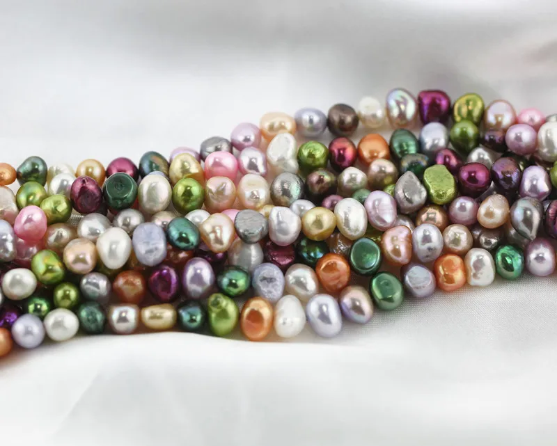 2 Strands Genuine 7-8mm Multi Color Pearl Loose Beads