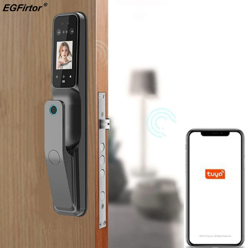 

3D Infrared Face Recognition Smart Door Lock Fingerprint Password IC Card Home Electronic Wifi Tuya Smart Locks With Camera