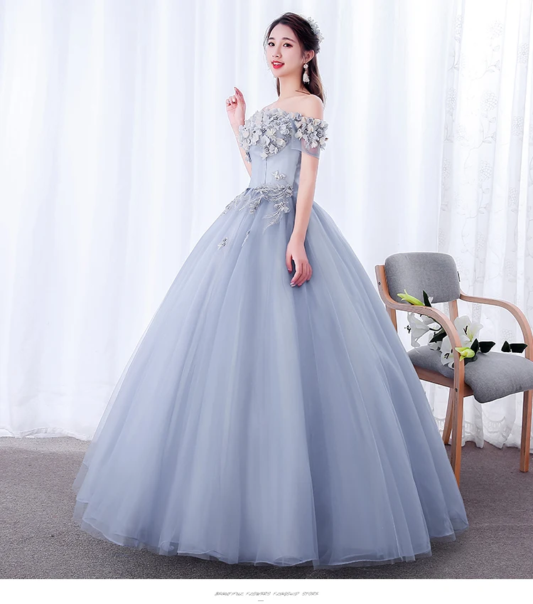 فساتين Quinceanera 2021 جديد حفلة موسيقية من جريفون Vestidos قبالة الكتف طول الأرض الحلو الأزهار طباعة الكرة ثوب حجم كبير