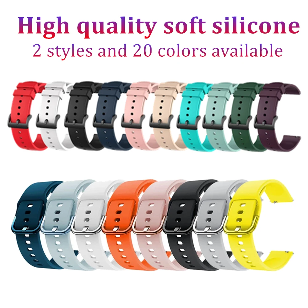 Pulseira de silicone para Xiaomi Huami Amazfit, pulseira de relógio inteligente, GTS 2, 2e, 2 Mini, Bip 3, U Pro, pulseira esportiva, 20mm