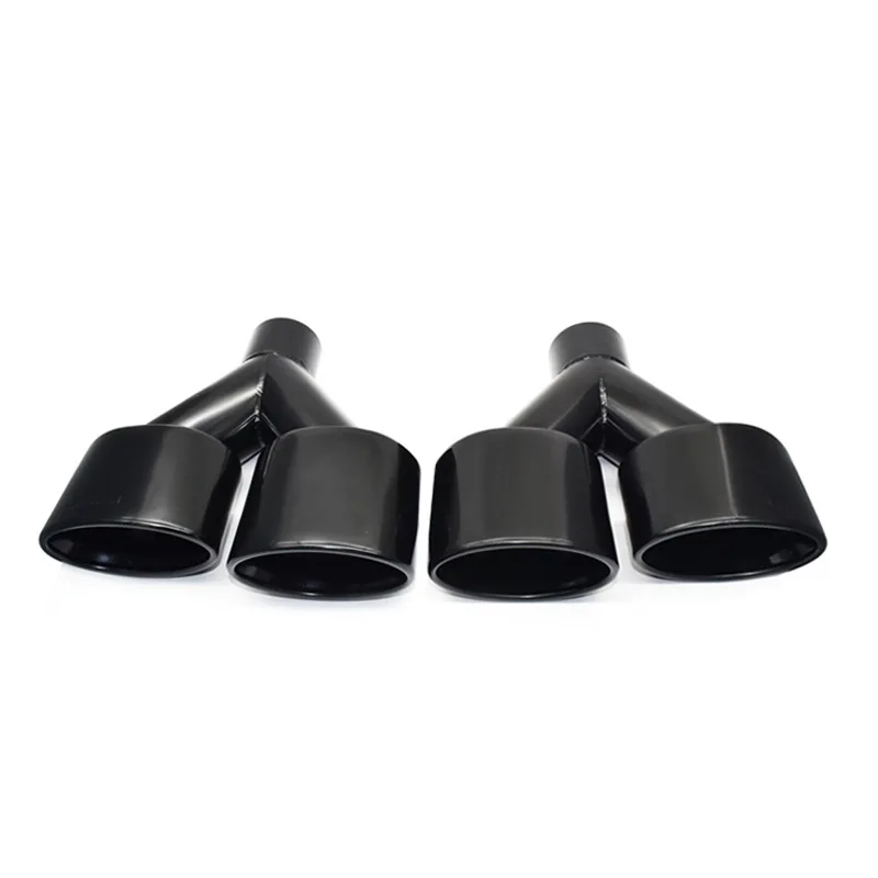 1 Pair Stainless Steel Black Exhaust Pipe For Mercedes Benz W204 C180 C200 C260 C300 Change C63 S63 Rear Diffuser Tail Throat image 2