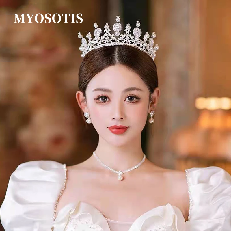 

Baroque Wedding Headband Crystal Bridal Crowns and Tiaras Hair Jewelry Accessories Women Rhinestone Pearl Headwear Queen Diadem