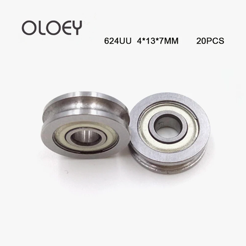 

20PCS 624UU U 4MM*13MM*7MM Groove HCS Guide Pulley Rail Ball Bearings Wheel Roll Corrosion Resistance And High Quality