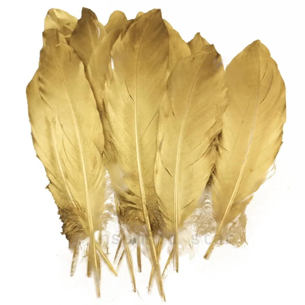 Gold Dipped 13-18CM Goose Feathers For Decoration Handicraft Accessories DIY Pluma