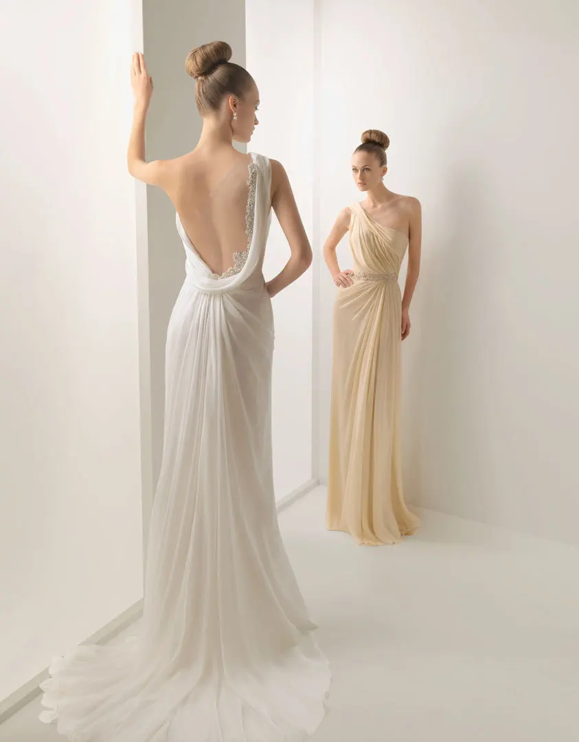 free shipping 2015 beaded appliques New Sexy Open Back one shoulder Prom Dress Chiffon brides Weddings Bridesmaid Dresses