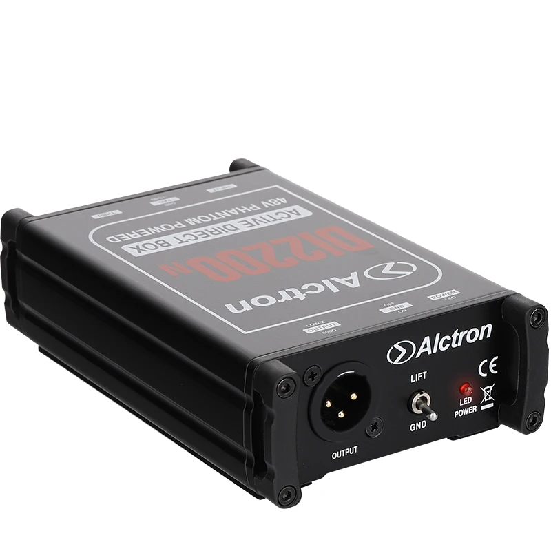 Alctron DI2200N, 무대 공연에 사용되는 DI 박스, 금속 하우징 및 고무 보호 장치로 높은 곳에서 떨어지는 것을 방지