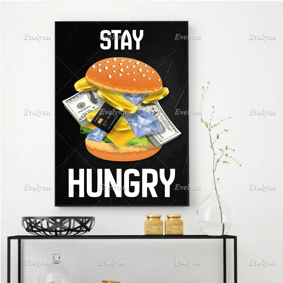 Motivation Stay Hungry Inspirational Quote Canvas Print Poster Home Decoration Floating Wall Art Painting For Living Room Office