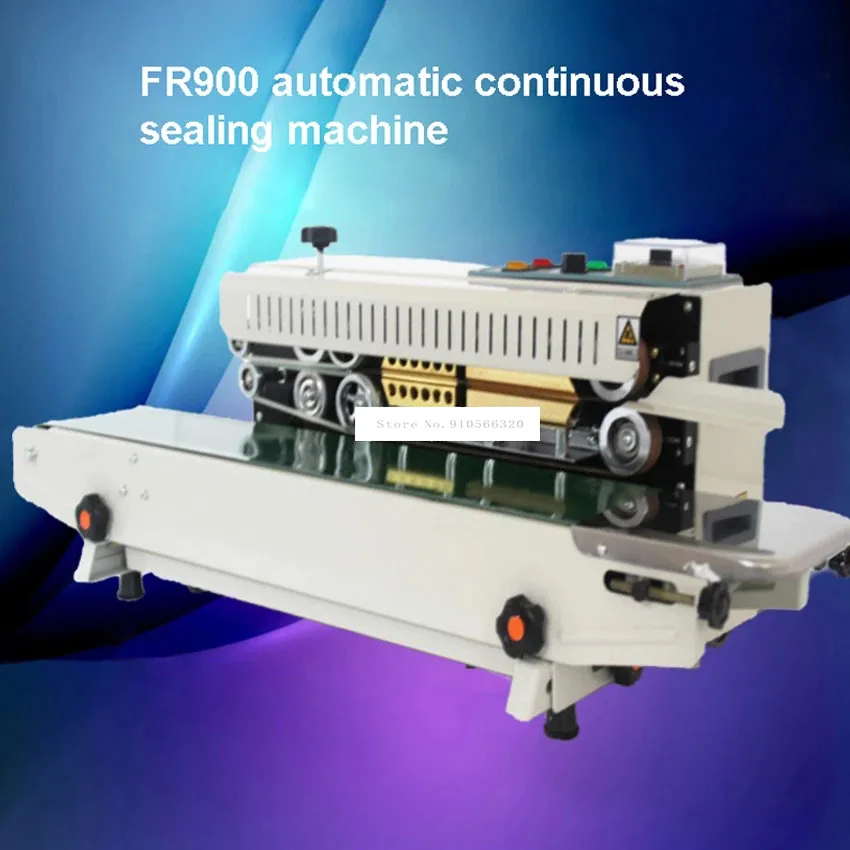 FR900 Automatic Continuous Sealing Machine Food Plastic Bag Aluminum Foil Bag Film Sealing Machine 220V 500W 0-12m/min 5-12mm