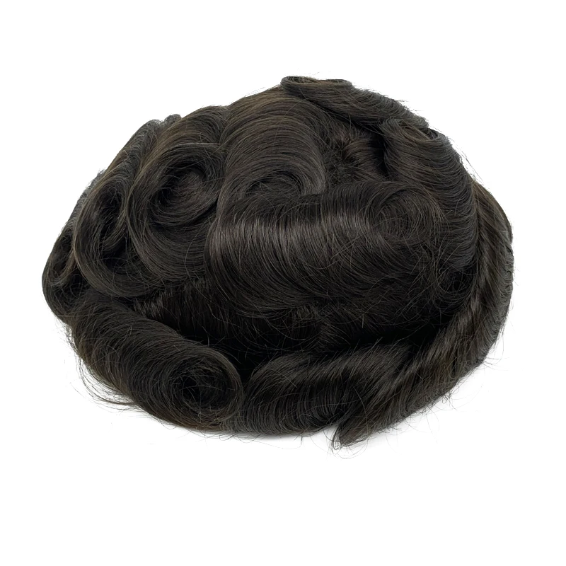 Human Hair Hairpieces Thin Skin PU Replacement System Human Hair Men Toupees