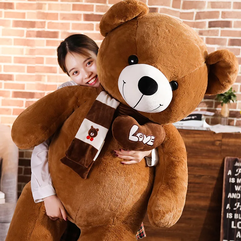 80/100CM 4 Colors Bear With Scarf Stuffed Animals Bear Plush Toys Bear Doll Lovers Birthday Baby Gift