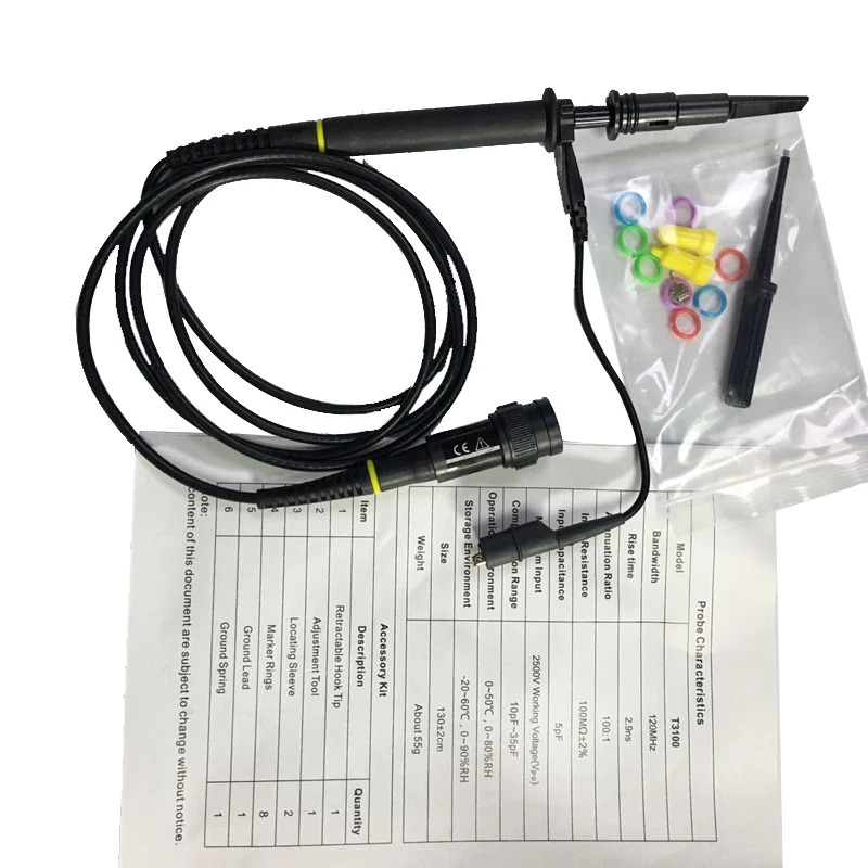 Hantek T3100 100MHz Oscilloscope Probe X100 Passive High Voltage Probe Oscilloscope Accessories Part