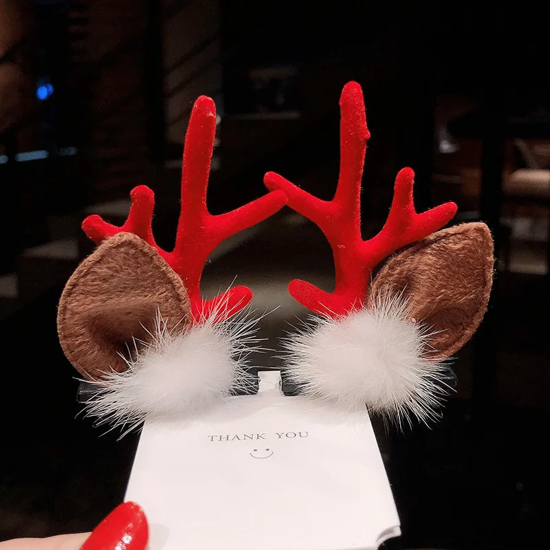 Christmas Hair Clips For Girls Cute Deer Ear Hairpins Hairgrips Kids Christmas Antler Hairpin Barrette Exquisite Christmas Gift