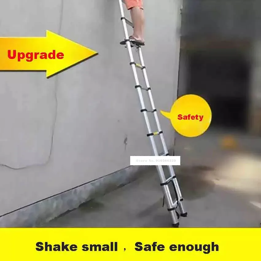 New DLT-A Portable Safety Extension Ladder Thick Aluminum Alloy Single-sided Straight Ladder Household 3.2 Meters 11-Step Ladder