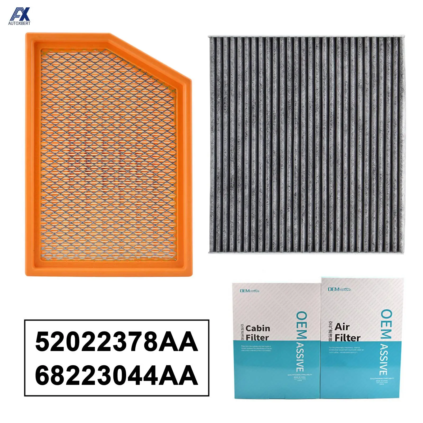 Car Engine & Cabin Pollen Air Filter 52022378AA 68223044AA Set For Jeep Cherokee L4 V6 2.4L 3.2L 2014 2015 2016 2017 2018