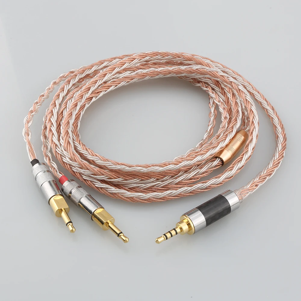 

High Quality 3.5mm 2.5mm 4.4mm XLR 16 Cores OCC Silver Plated Mixed Headphone Cable For Sennheiser HD700