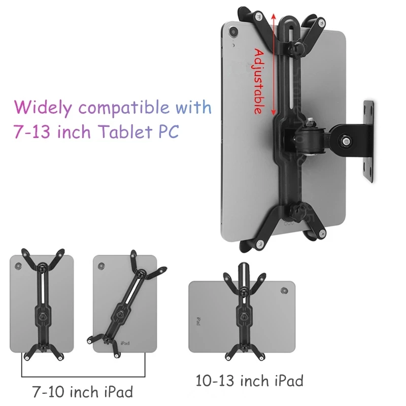Wall Mount Tablet Stand Screen 360° Rotating, Tablets Holder Tilt Angle 90° Support 7-13 inch Tablet PC