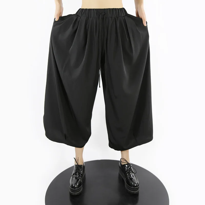 Ladies Wide Leg Pants Spring And Autumn New Hong Kong Style Japanese Casual Simple Dark Yamamoto Casual Pants Nine Minutes