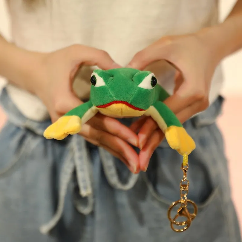 

12cm Pluff Funny Cartoon Frog Plush Keychains Rings Key Holder Porte Clef Pendant Doll Soft Stuffed Animal Toy Kids Bag Decor