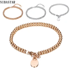 Stainless Steel Cuff Bracelet for Women Gold Silver Color Beaded Bracelets Charms Statement Jewelry Pulsera Girls Gift