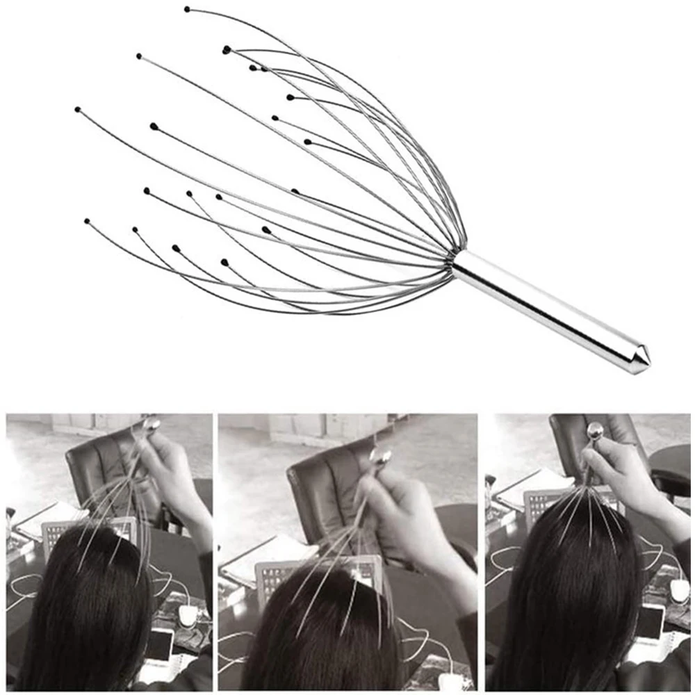 Cabeça relaxar massageador cura alívio corpo massageador couro cabeludo relaxar spa dor de cabeça metal circulação sangue relaxar massageador