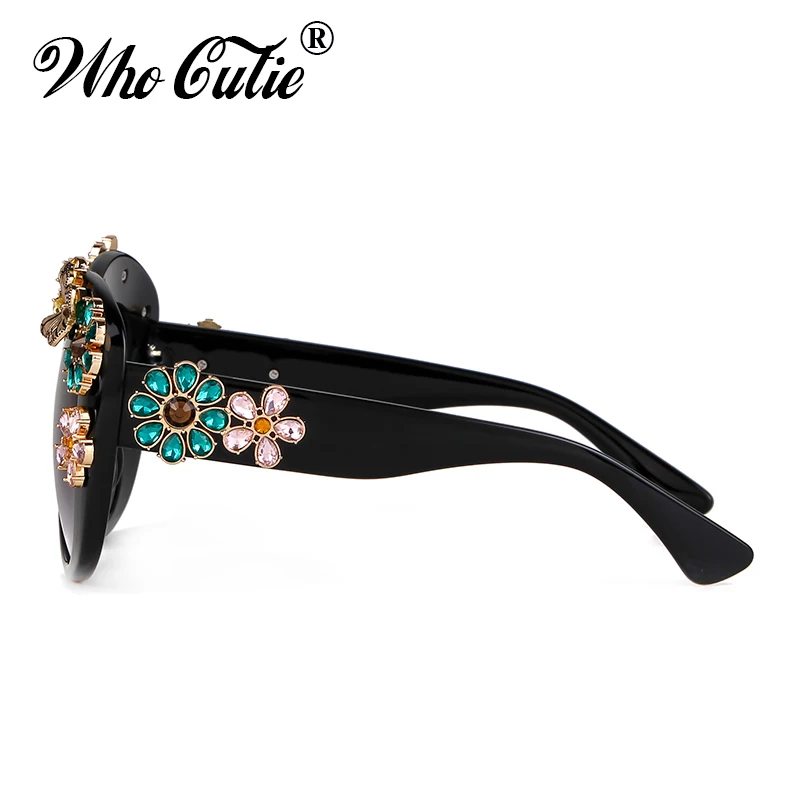 Oversized Diamond Sunglasses Women 2025 Luxury Brand Designer Retro Vintage 80S Baroque Cateye Rhinestone Sun Glasses Shades 675