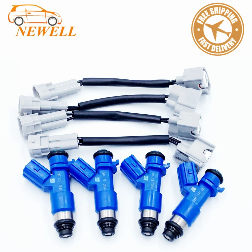 

4pcs 410cc RDX Fuel Injector With Plugs 16450-RWC-A01 16450RWCA01 For Acura HONDA 07-12 Honda Civic Integra RSX K20 K24 B16 B18