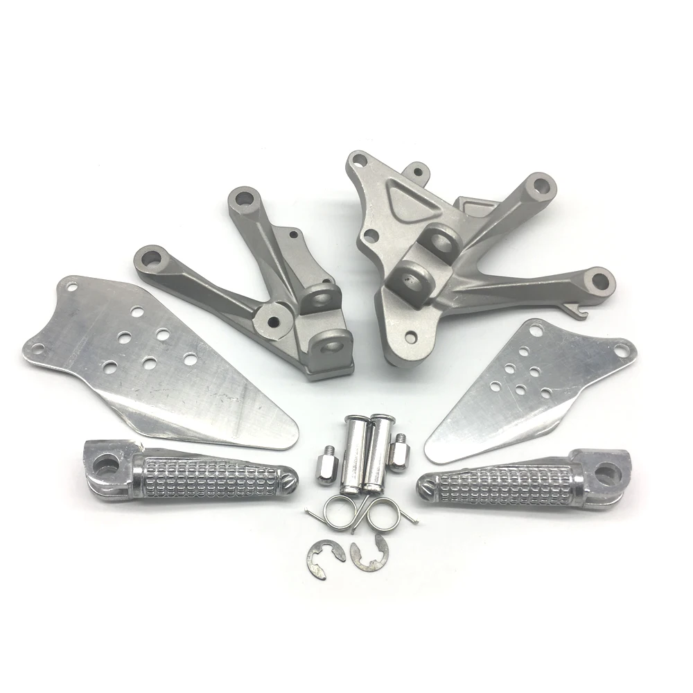 

Motorcycle Silver Front Rider Foot Pegs Footrest Bracket Fit For Kawasaki Ninja ZX10R 2006-2010