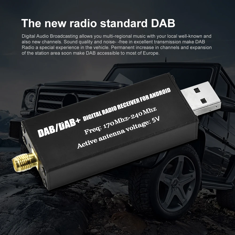 Camecho DAB+ Radio Receiver In Car Antenna Digital  Tuner Adapter  Android Car Stereo Player For Universal Decoder For Europe