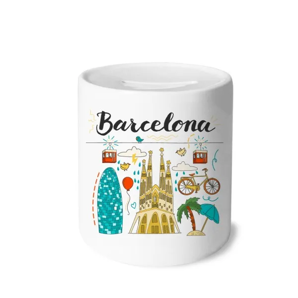 Barcelona Spanish Sagrada Familia Money Box Saving Banks Ceramic Coin Case Kids Adults