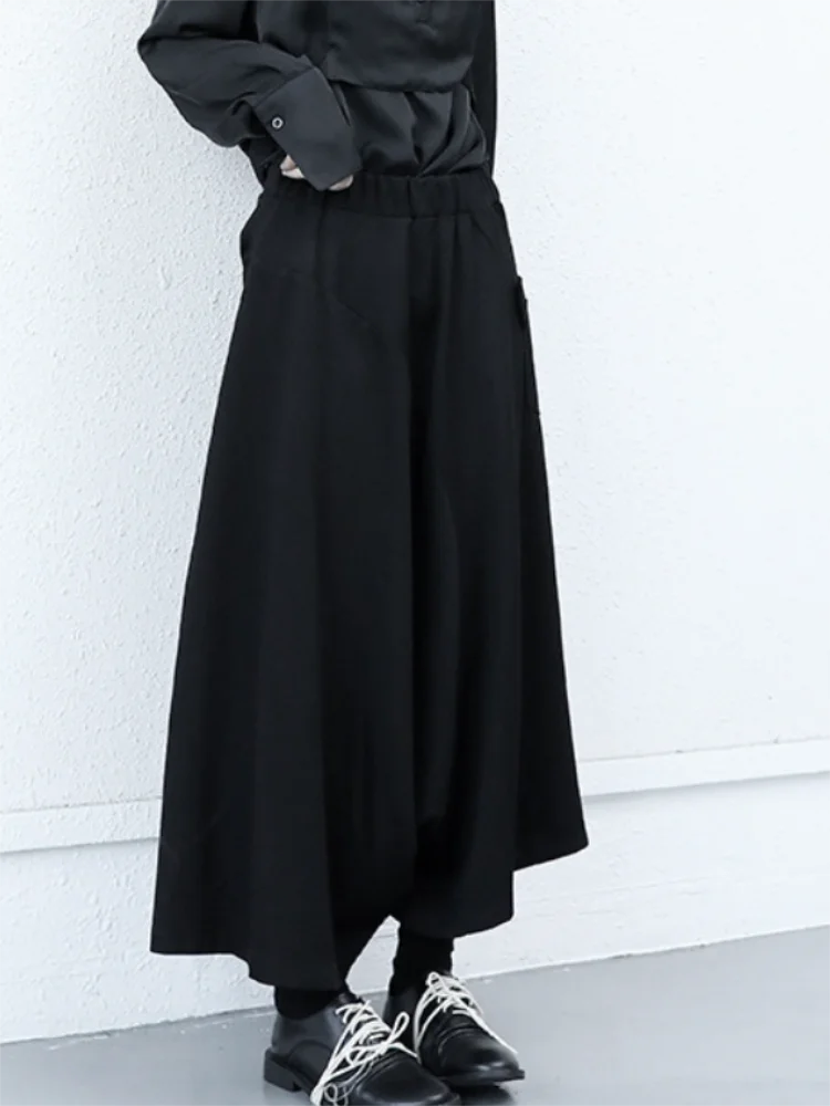 Ladies Wide Leg Pants Skirt Spring And Autumn New Dark Retro Personality Irregular Design Loose Large Size Wide Leg Pants