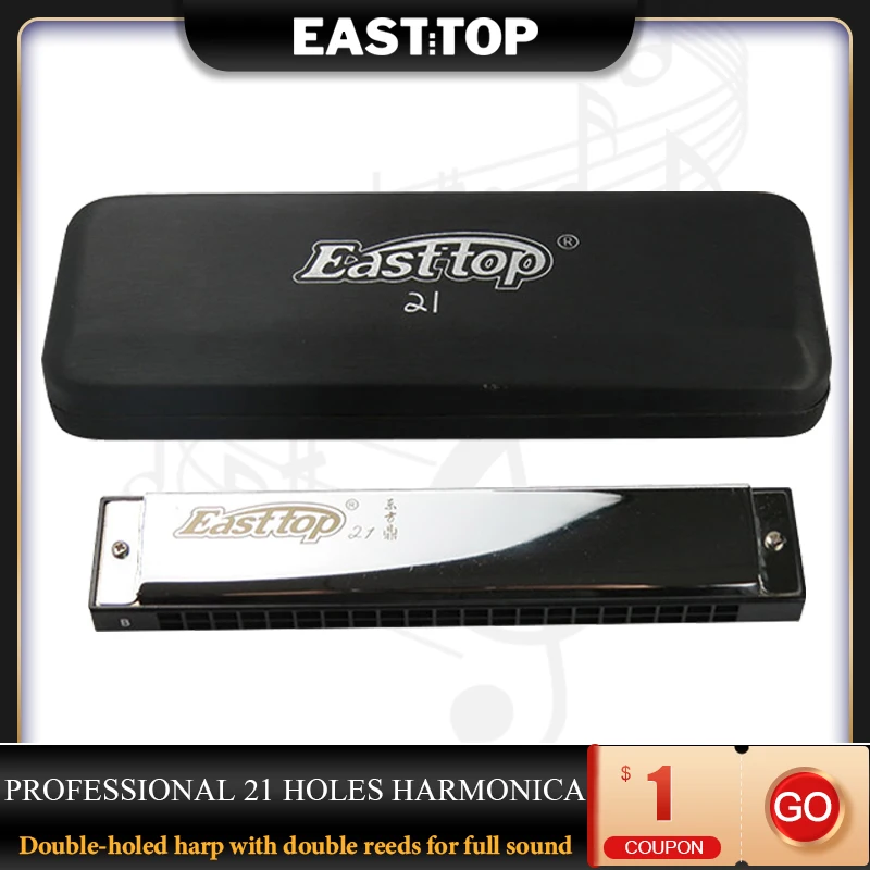 EASTTOP T21 Professional 21 Holes Harmonica Double-holed Harp With Double Reeds For Full Sound Instrument Mouth Organ