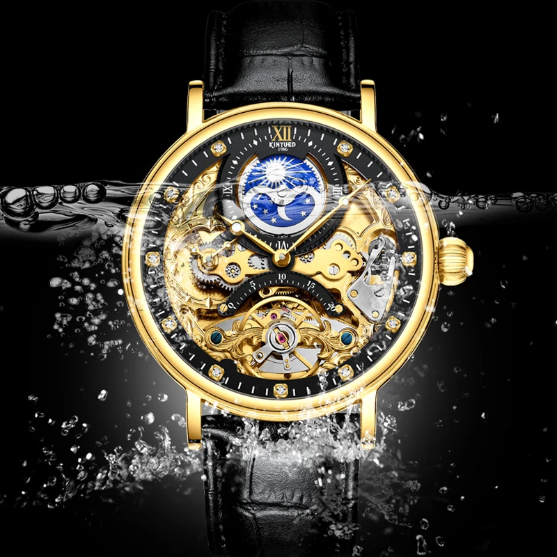 2022 Luxury Brand KINYUED Men\'s Watch Skeleton Automatic Mechanical Wristwatch Classic Casual Watch for Men Relogio Masculino