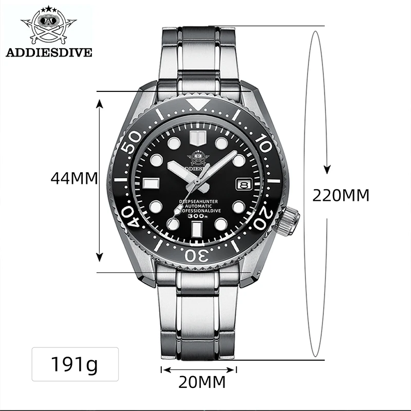 ADDIESDIVE Men\'s watch 300m Waterproof Ceramic Bezel Dive Watch C3 automatic Japan NH35 Mechanical Watch Diving watch