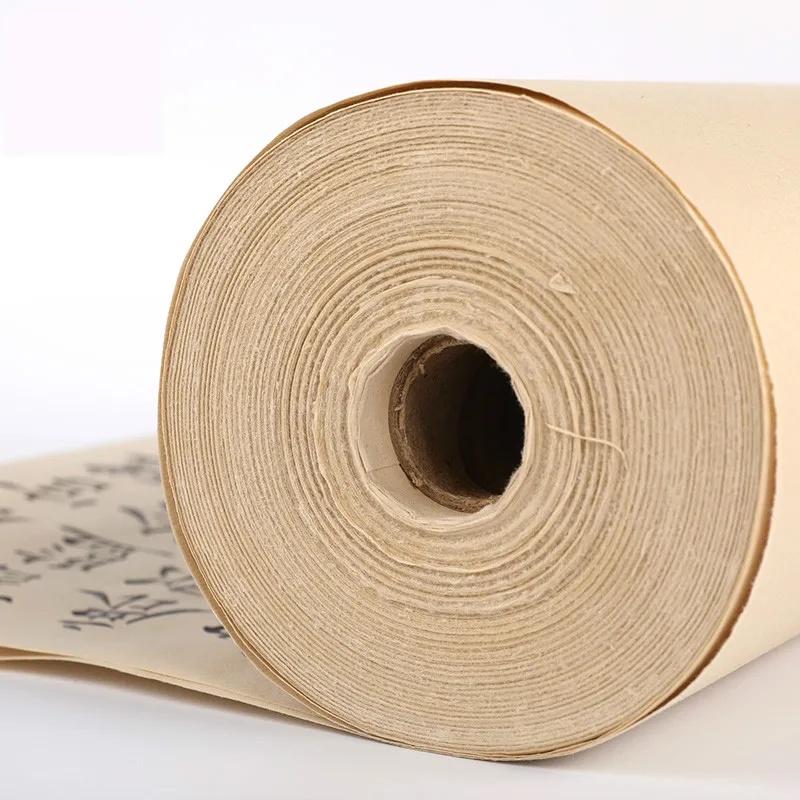 Papier à Rouler Brut pour Calligraphie Alberoise, Rouleau de Riz Épais, Xuan à Moitié, 100m
