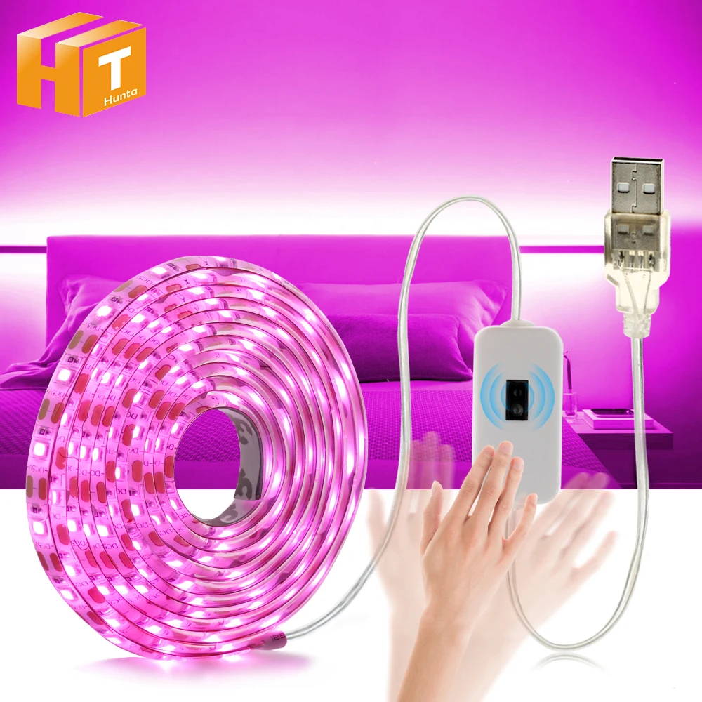

5V 2835 USB Светодиодная лента светильник ный переключатель/ручная подметка для шкафа s 1M 2M 3M Розовый/Ледяной Синий/теплый белый/белый сказосветильник.