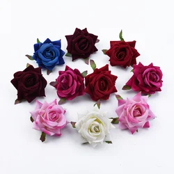 80Pcs Velvet Artificial Flowers Rose Hot sales Christmas Home Wedding Bridal Bouquet Brooch Diy Girl Headdress gift Decoration