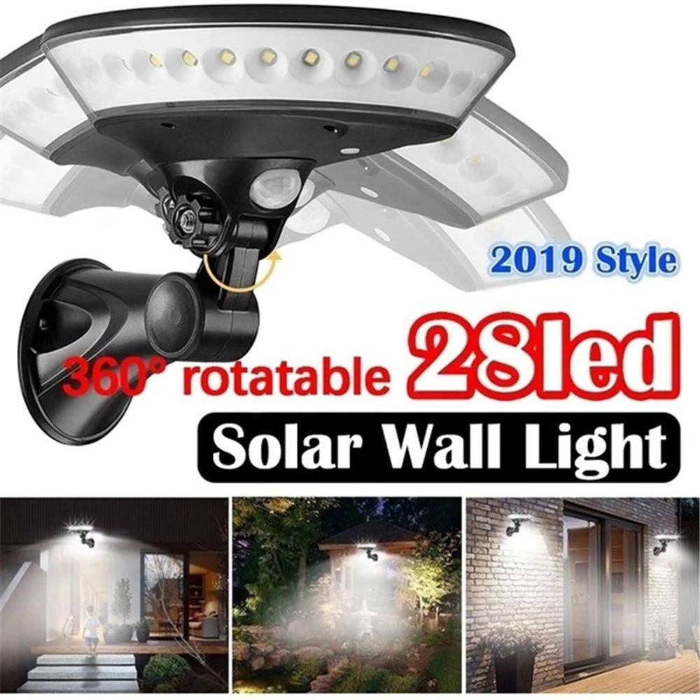 28 LED Outdoor Solar Wall Lamp PIR Motion Sensor Waterproof Light Garden Light Path Emergency Security Light 360° Luminous