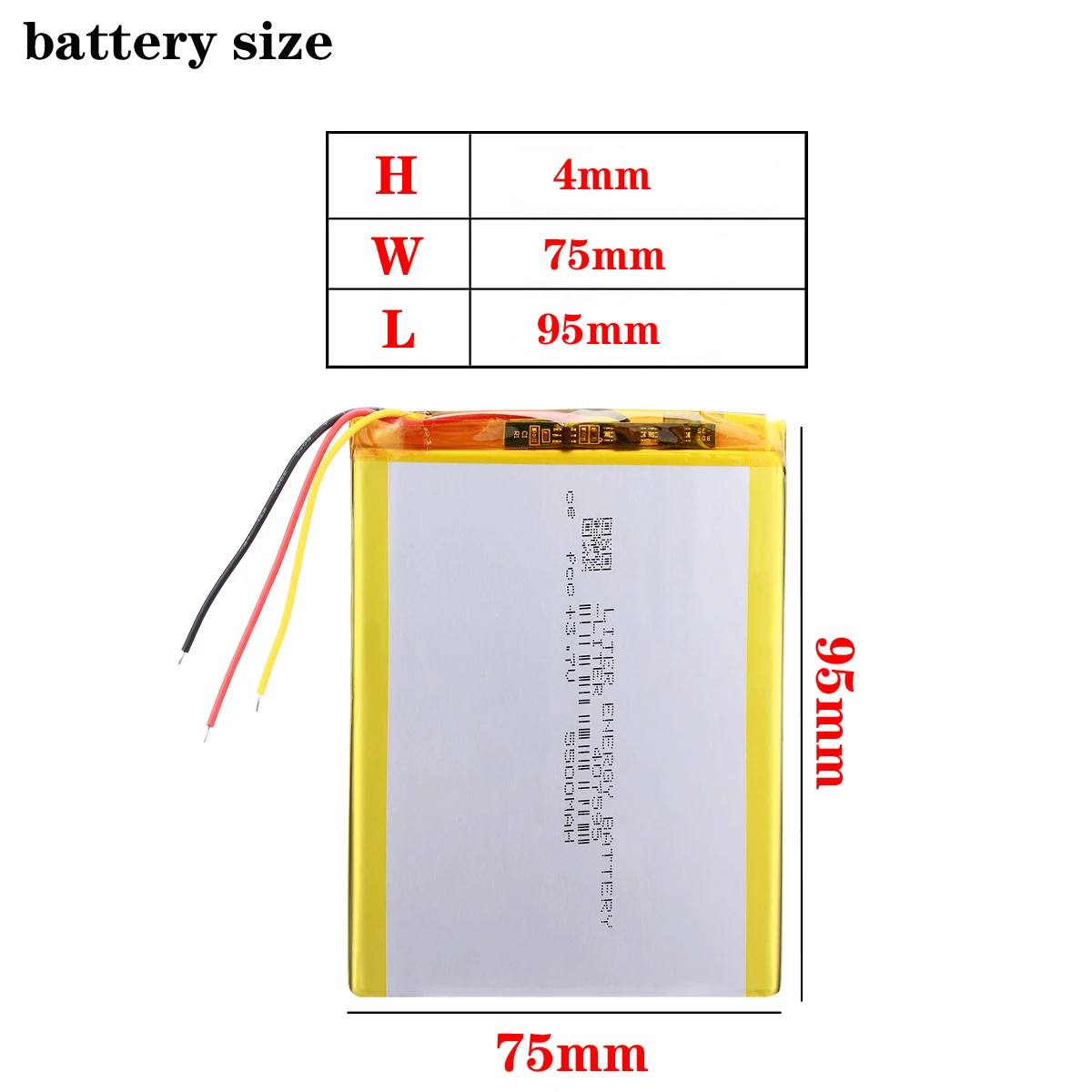 Three lines 407595 3.7V 5500mAH Li-ion Tablet pc battery For 7,8,9 inch tablet PC Polymer lithiumion Battery