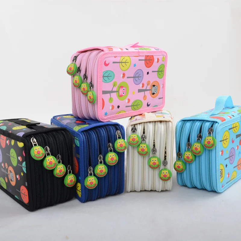 72 Slots School Pencil Case Cute Owl Pen Box for Girls Boys Cartridge Bag Kawaii Penal Big Storage Pencilcase Stationery Holder