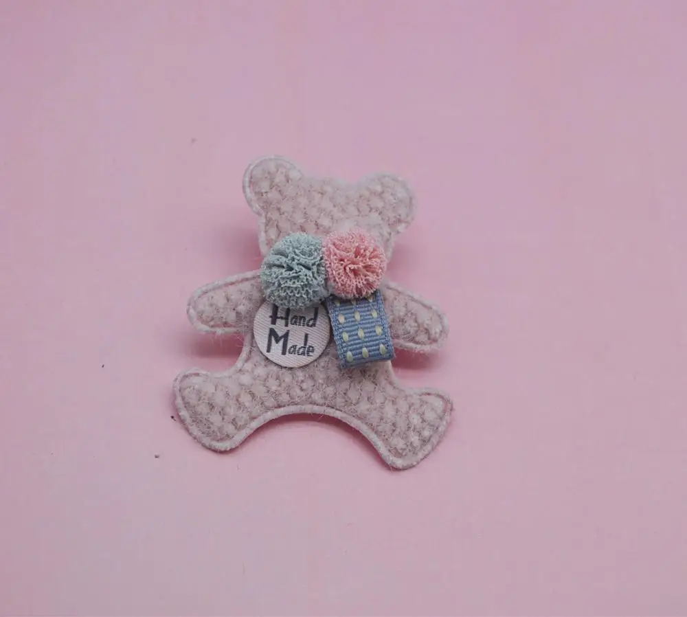 Teddy Padded Kawaii Bear with BallHead, Appliques for Clothes, Sewing Supplies, DIY Hair Clips, 5.5x6.8cm, 10Pcs