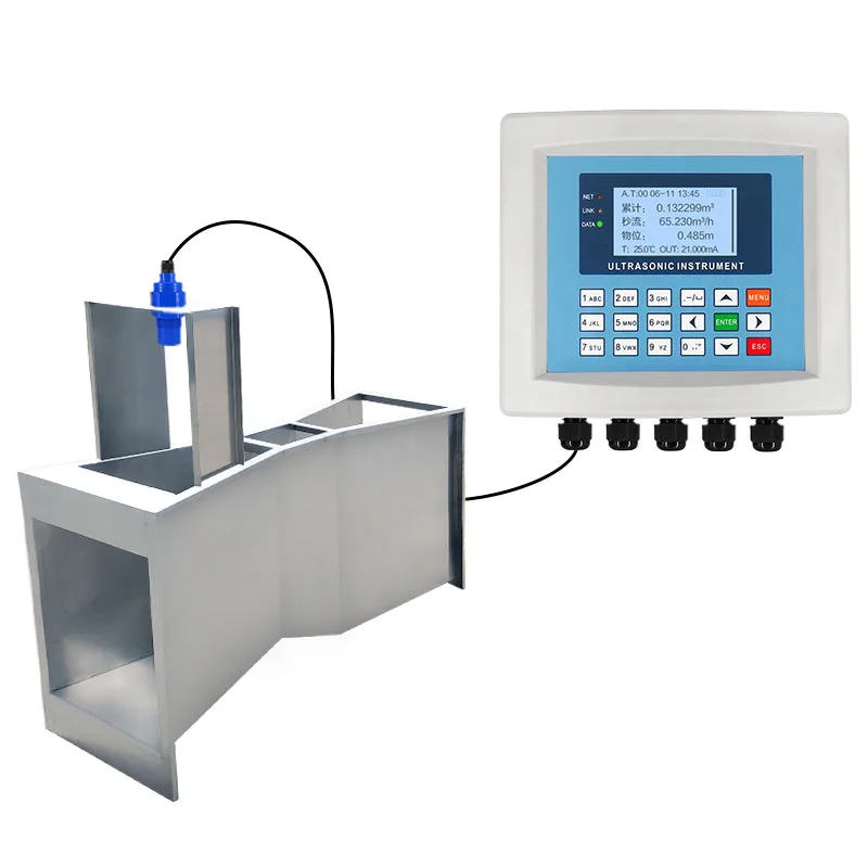 Split Ultrasonic Open Channel Flow Meter With IP68 Probe 4-20mA RS485 Output Adjustable Blind Area 0-40m Range