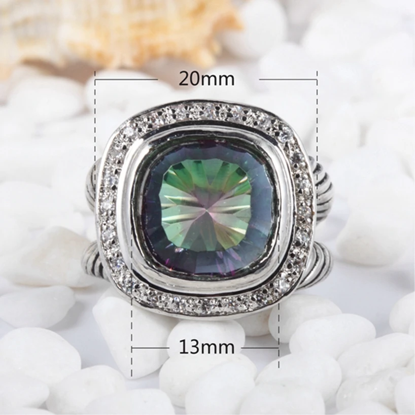 SHUNXUNZE Luxury Vintage Engagement Wedding Rings For Women Dropshipping Rainbow Cubic Zirconia Rhodium Plated R3598 Size 6-13