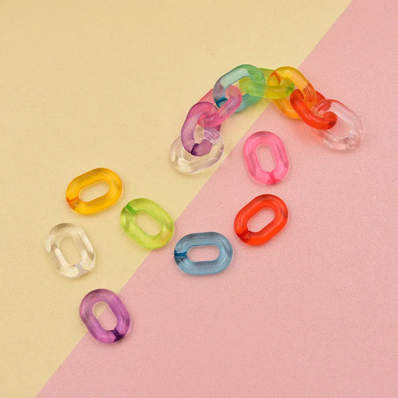 50pcs Transparent Acrylic Open Rings Beads Link Chain Assembled Part Beads Connectors for Diy Jewelry Making Accessories 20x14mm