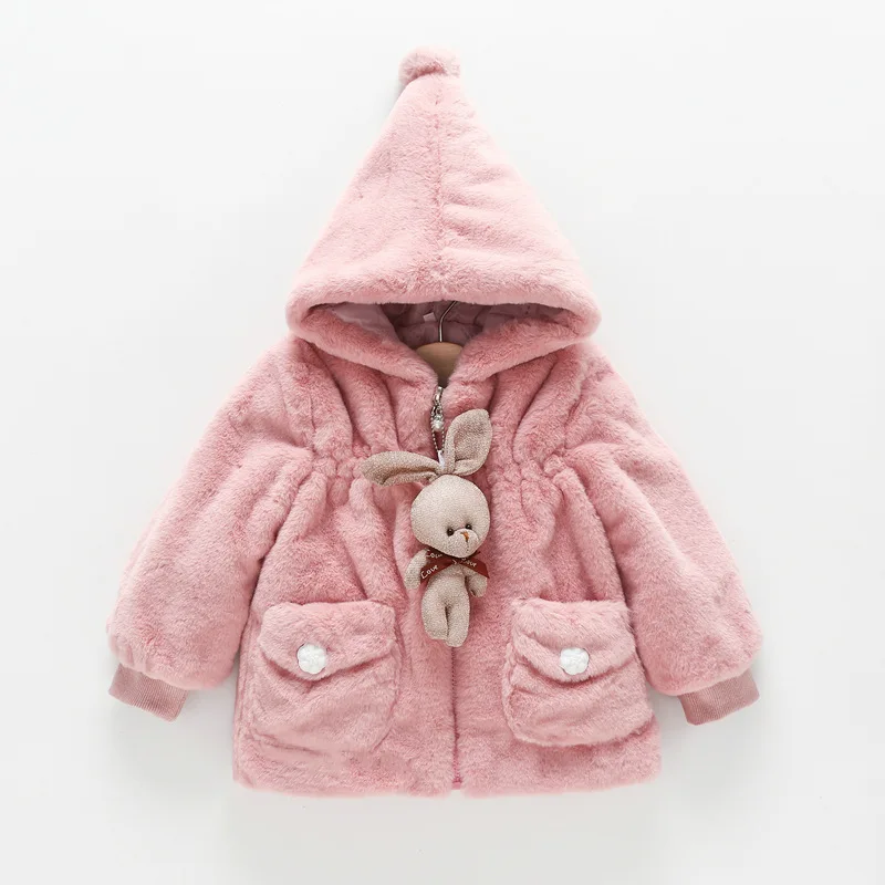 

Autumn Winter Baby Girls Jacket Keep Warm Hooded Plush Christmas Coat Fashion Windbreaker Outerwear Birthday Party Kids Clothes