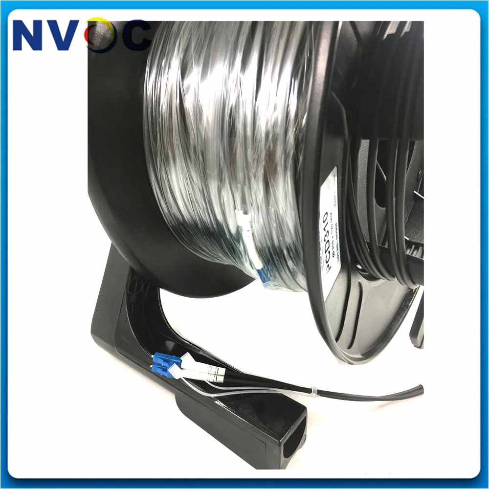 100 150 200 250 300 500M 2Core G657A1 4.0mm TPU SC ST FC LC ODC Portable Field Tactical 2C SM Fiber Optic Patch Cable With Reel