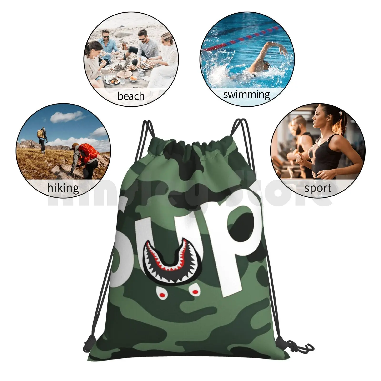 Sushark Backpack Drawstring Bags Gym Bag Waterproof Hypebeast 3d Insane Trendy Youtube Dengkul Funny Cool Awesome